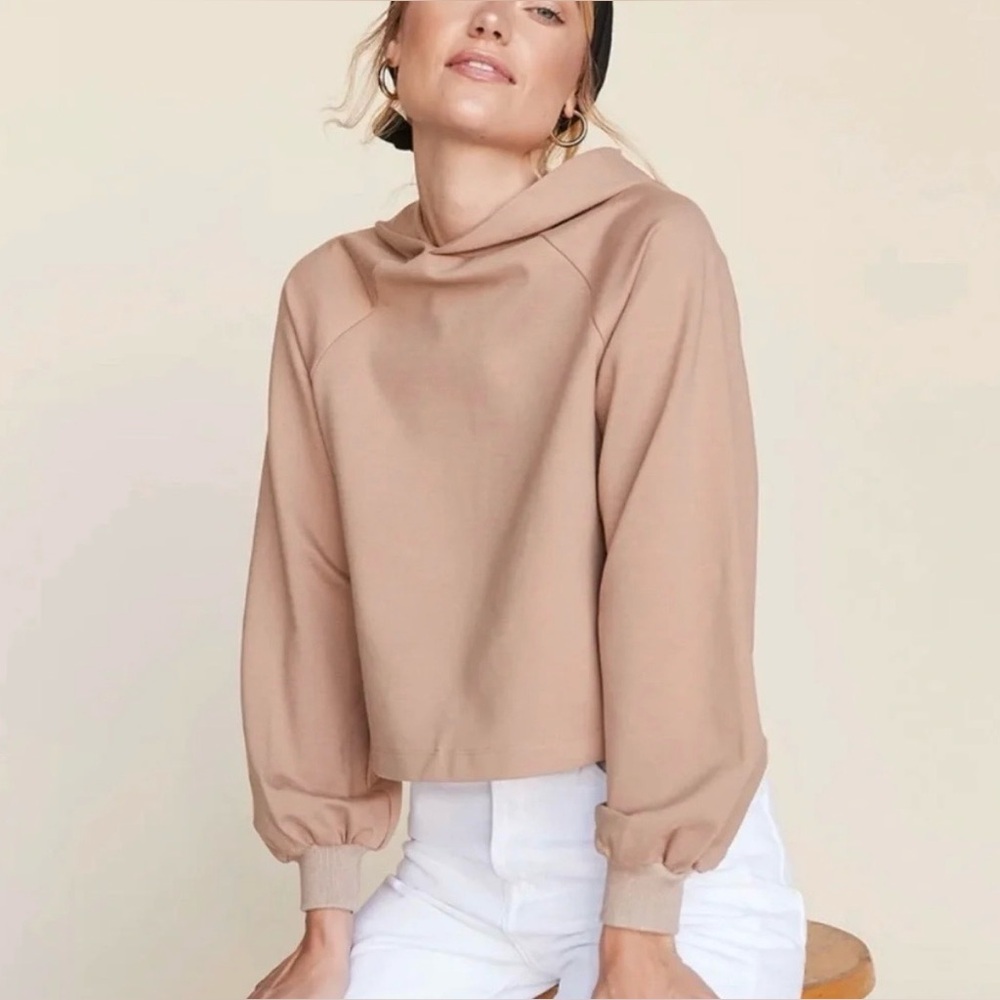 LPA Revolve Tan Cropped Raglan Hoodie Sweatshirt XS